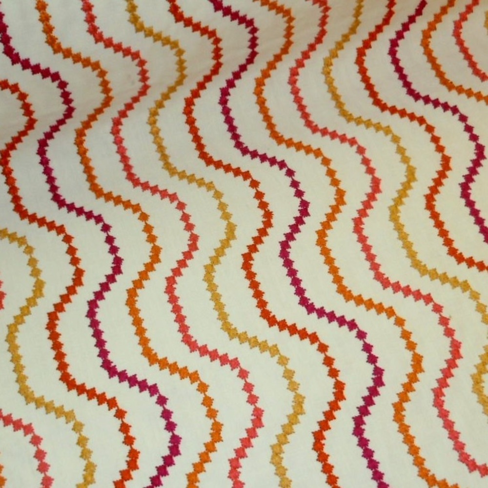 Curves pink orange 🍊 on cream luxury fabric